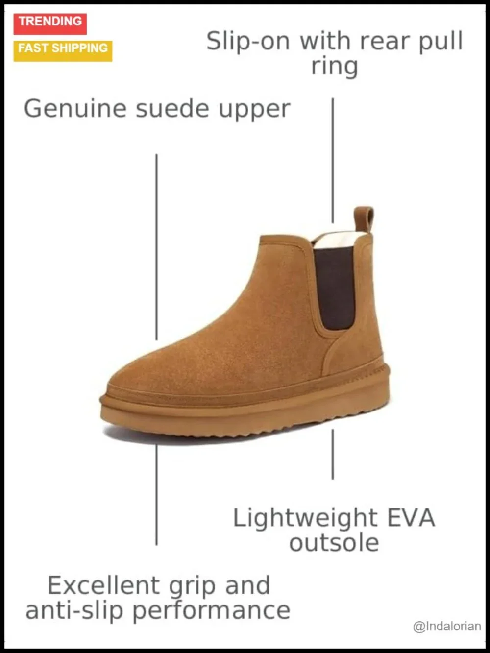 Men's Suede Chelsea Boots Winter Snow Boots Anti-Slip EVA Outsole